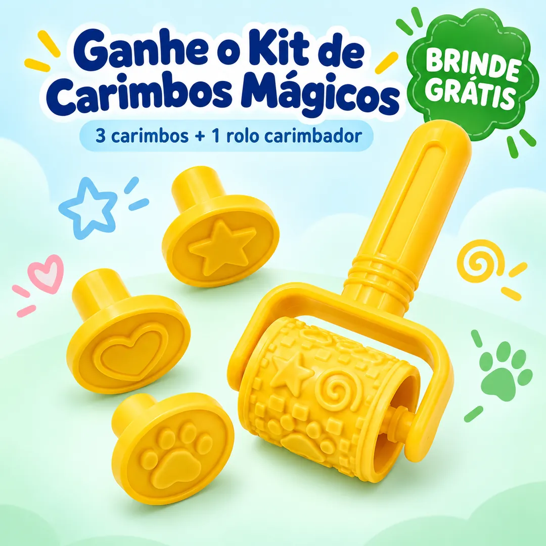 Kit de Carimbos Mágicos, o brinde que acompanha o tapete